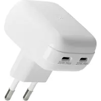 dbramante1928 re-charge Pro - Strømadapter - flat - 20 watt - 3 A - 2 utgangskontakter (USB-C) - hvit - Europa