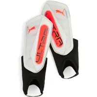 Puma ULTRA Flex Football Ankle Shinguards, Accessories, White/Glowing Red, L