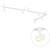 QAZQA Moderne hengende skinnesystem med 5 spotlights hvitt 1-fase - Iconic Jeana