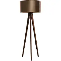 QAZQA Tripod Gulvlampe Valnøtt med Bronse Velvet Skjerm 50cm - Tripod Classic
