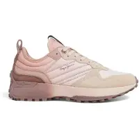 Pepe Jeans for woman. PLS60010 Lucky Flag pink leather trainers (39), Flat, Suede, Laces, Casual