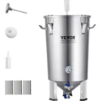 Vevor 304 rustfritt stålkjele, 30L ølbryggfermentor, bryggebøttefermentor for brygging, hjemmebryggingsutstyr med base, kjele med lokk, håndtak, ventil, tappekran, termometer