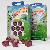 Q-workshop Puslespillterningssett - Llama Dice 7 terninger i plast med gullbokstaver Bringebær