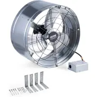 Vevor Gavlmontert vifte, 15 tommers loftsavtrekksvifte med justerbar termostat og ytre netting, 1300 CFM husventilator kjøler ned opptil 1850 kvm, stille ventilasjon for tak, garasje og butikk, galvan