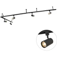 QAZQA Moderne hengende skinnesystem med 5 sorte spotlights 1-fase - Iconic Jeana