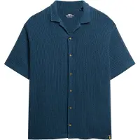 Superdry for man. M4011058A Navy Texture Shirt (XL), Casual, Cotton, Short sleeve