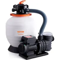 Vevor sandfilterpumpe for overjordiske bassenger, 350 mm/14 tommer, 13 000 l/t, 450 W svømmebassengpumpesystem og filterkombinasjonssett med 6-veis flerportsventil og silkurv, for private og kommersie