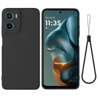 Mtp Products Motorola Moto G05/E15 Flytende silikon-deksel med håndstropp - svart