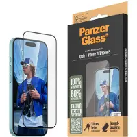 PanzerGlass - Skjermbeskyttelse for mobiltelefon - ultrabred passform - glass - rammefarge svart - for Apple iPhone 15, 16