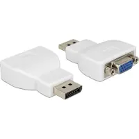 DeLOCK - Video adapter - DisplayPort (hann) til HD-15 (VGA) (hunn) - DisplayPort 1.1a - tommelskruer - hvit