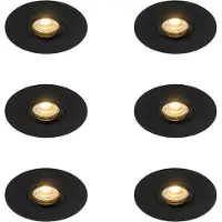 QAZQA Sett med 6 Moderne innfelt spot svart 12 cm - Buco