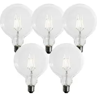 LUEDD Sett med 5 E27 3-trinns dimbar LED spiral filament G125 4W 450lm 3000K