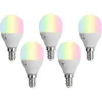 Luumr Sett med 5 smarte E14 LED-pærer G45 Opal RGBW 4,9W 470 lm 2700-6500K