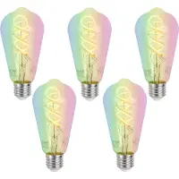 Luumr Sett med 5 Smart E27 Dimbar LED-pære ST64 Klar RGBW 4W 250lm 2700K