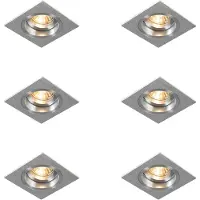 QAZQA Sett med 6 innfelte spotter firkantet aluminium justerbar - Chuck