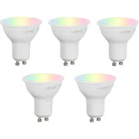 Luumr Sett med 5 Smart GU10 50mm dimbare LED-pærer Opal 4,7W 400 lm 2700-6500K