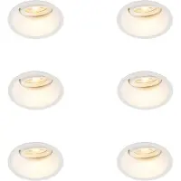 QAZQA Sett med 6 Innfelt spotlight hvit roterbar og vippbar - Legering