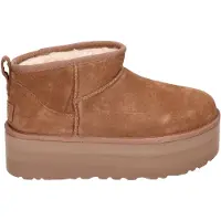 Ugg for woman. 1135092 Leather ankle boots W Classic Ultra Mini Platform brown (40), 3 to 5 cm, None, Casual