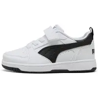 Puma Rebound V6 Lo Kids' Sneakers, Shoes, White/Black/Black, 30