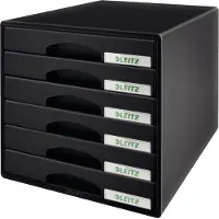 Leitz Plus - Skuffskap - 6 skuffer - for 245 x 330 mm - svart