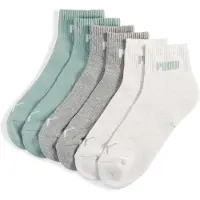 Puma Unisex Quarter Socks 3 pack, Clothing, Green/Grey, 35-38