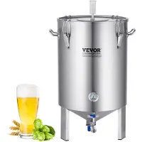 Vevor 304 rustfritt stålkjele, 60 l ølbryggfermentor, bryggebøttefermentor for brygging, hjemmebryggingsutstyr med base, kjele med lokk, håndtak, ventil, tappekran, termometer