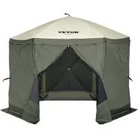 Vevor Pop-up-paviljongtelt, pop-up-skjermtelt med 6 sider, solskjerming, 6 avtakbare vindduker og nettingvinduer, 10x10FT hurtigsettende skjermtelt med myggnetting, militærgrønn