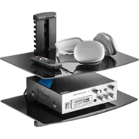 Vevor flytende glasshyller, holder opptil 18 lbs, TV-veggfeste med hylle, forsterket flytende underholdningssenter for DVD-spillere / PS4 / kabelbokser / spillkonsoller / Sky Box / TV-tilbehør - 2 eta