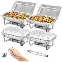Vevor 4-pack rektangel gnagskålsett med full størrelse 8Qt panramme drivstoffholder
