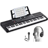 Vevor 61 tangenters digitalt keyboardpiano, 200 toner, 200 rytmer, elektrisk bærbart piano-keyboardsett med 60 demosanger, innebygde doble høyttalere, hodetelefoner, pianoklistremerker for nybegynnere
