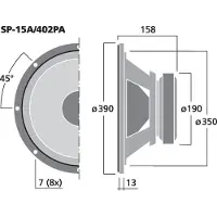 Monacor SP-15A/402PA PA basshøyttaler, 400 W, 8 Ω