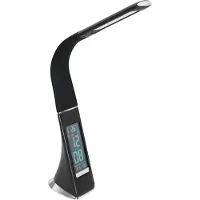 Eglo COGNOLI LED-bordlampe i sort med touch av/på og display for dato, klokkeslett og temperatur
