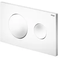 Viega alpin hvid kunststof 2-skylsteknik betjeningsplade beregnet for Prevista Dry WC-elementer. H: 130 mm B: 220 mm D: 8 mm