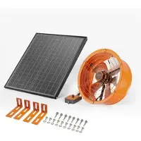 Vevor Gavlmontert Vifte, 14 Tommers Solenergi Loftsavtrekksvifte med Justerbar Termostat og Ytre Netting, 1300 CFM Husventilator Kjøler Opptil 1850 Sq.Ft, Stille Ventilasjon for Tak, Garasje, Verksted