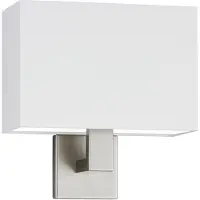 Knapstein Vegglampe Kea, nikkelfarget/hvit, bredde 28 cm, metall/stoff