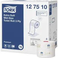 Tork Toiletpapir T6 Premium Extra Soft Mid-Size 3-lag hvid 70m - (27 ruller pr. karton)