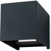 Orion Utendørs LED-vegglampe «Cube», antrasitt, metall, 10 cm, opp/ned