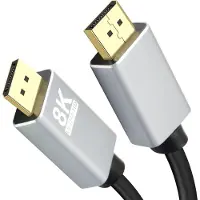 Helos -tilkoblingskabel, DisplayPort hann/hann, PREMIUM 8K, 5,0 m, svart