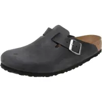 Birkenstock unisex. 59461 Boston Leather Clogs (Regular Fit) black (42), Flat, None, Casual