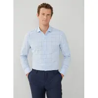 Hackett Linen Windowpane Skjorte Med Lange Ermer