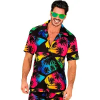 Widmann Sort neon hawaii skjorte