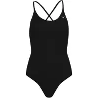 Puma Swim Women's V-Neck Cross back Swimsuit, Clothing, Black, M