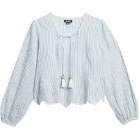 Superdry for woman. W6012100A Broderie blouse blue (S), Casual, Cotton, Long sleeve