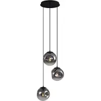 QAZQA Art Deco pendellampe svart med røykglass 3-lys - Douglass
