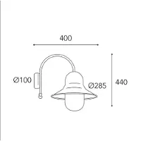 MORETTI Utendørs vegglampe Campanula 2091 antikk messing dybde 40 cm IP44