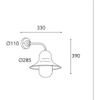 MORETTI Utendørs vegglampe Campanula 2090 antikk messing dybde 33 cm IP44