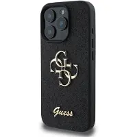 GUESS iPhone 16 Pro Max Fixed Glitter 4G Metal Logo Deksel - Svart