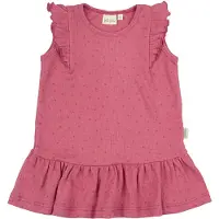 Petit Piao Kjole - Rib - Modal- Frill Dot - Light Berry - - 3 år (98) - Kjole