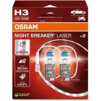 Osram Night Breaker Laser H3 bilpærer 55 W 12 V +150%, 2-pk
