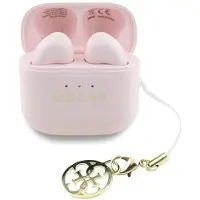 GUESS Charm True Wireless-øretelefoner med glanseffekt og klassisk logotrykk - Rosa